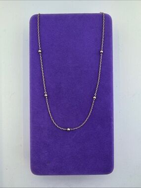 💛 Vintage 14k 10k Gold Bead Station Necklace | Minimalist Layering